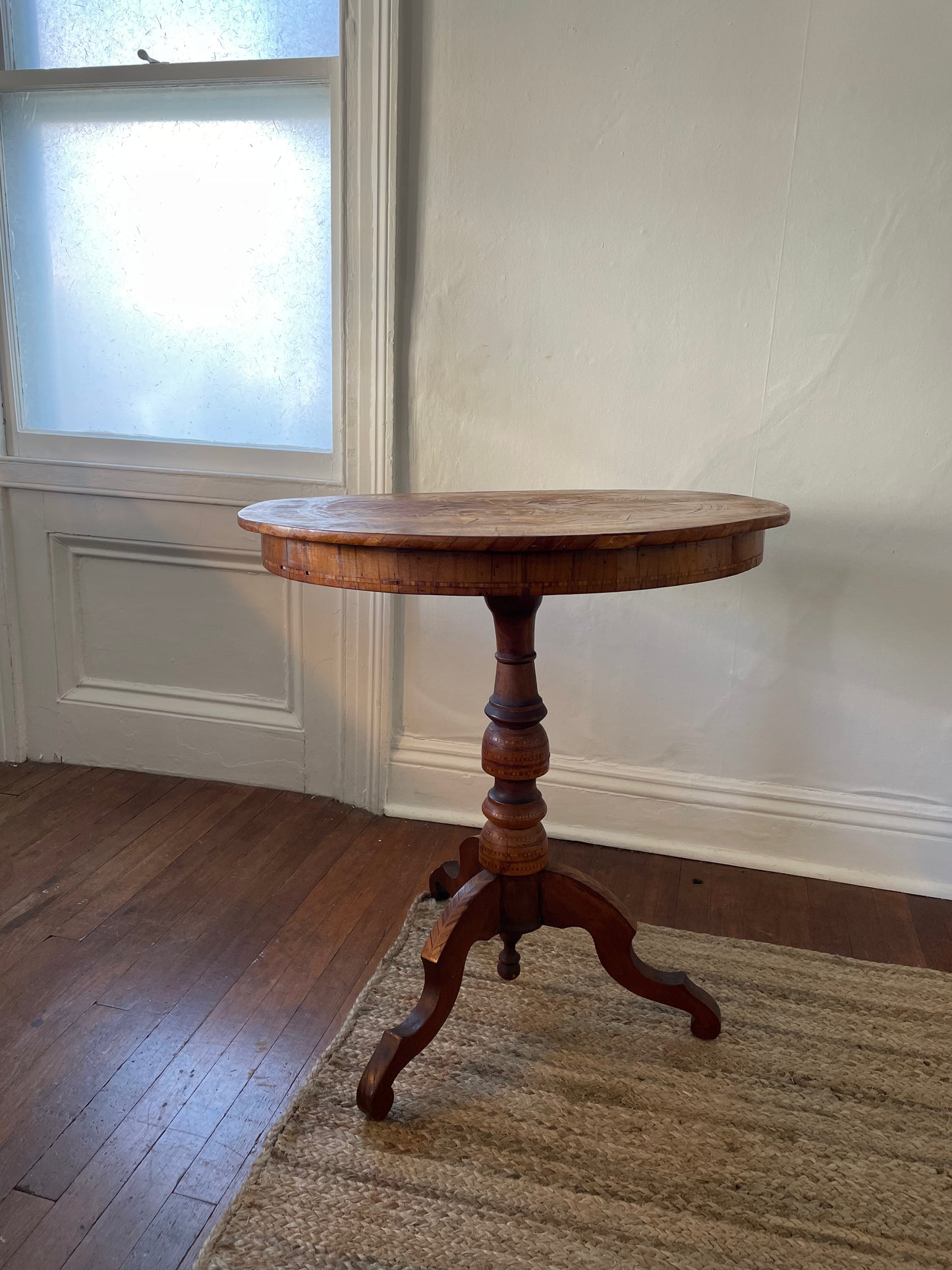Antique Inlay Tilt Top Table