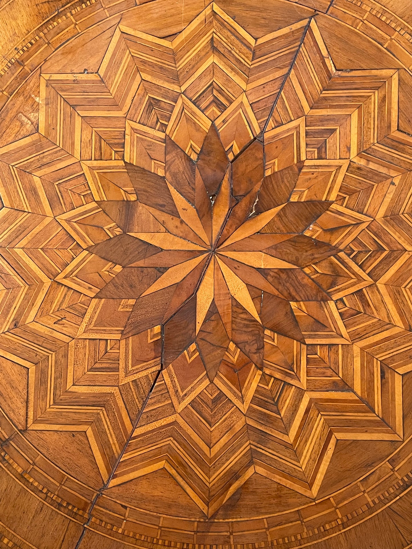 Antique Inlay Tilt Top Table