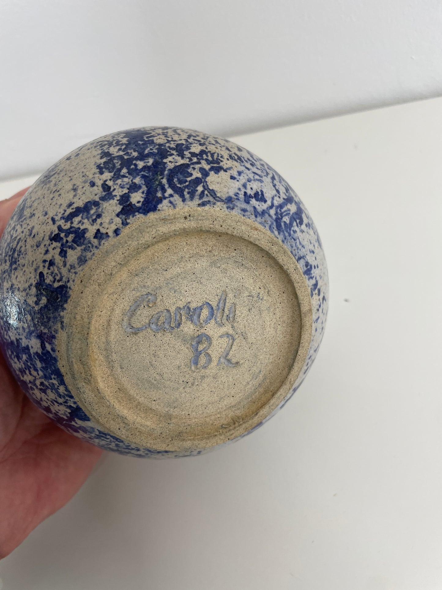 Blue Spongeware Vase