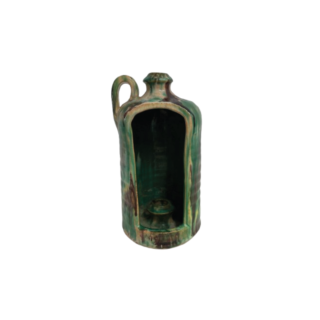 Green Spongeware Candle Holder