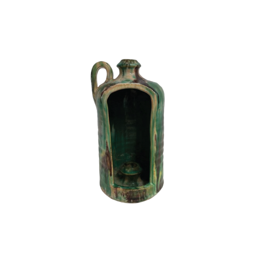 Green Spongeware Candle Holder