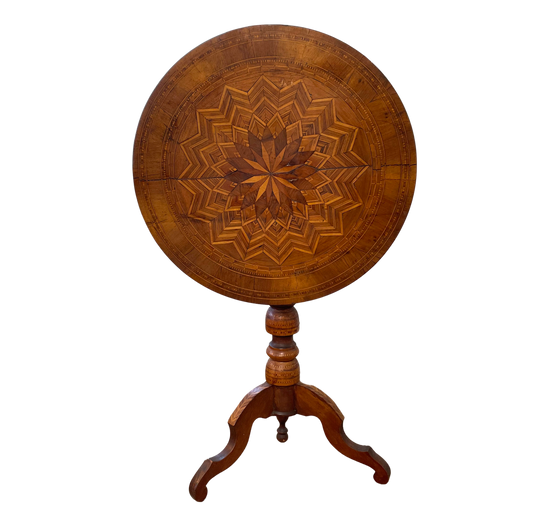 Antique Inlay Tilt Top Table